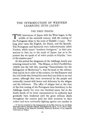 The Introduction of Western Learning Into Japan'