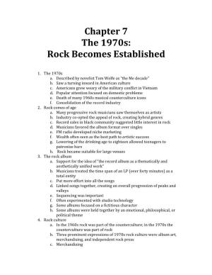 Chapter 7 the 1970S: Rock Becomes Established