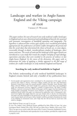 Landscape and Warfare in Anglosaxon England and The