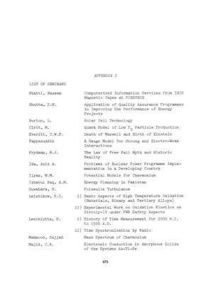 LIST of SEMINARS Bhatti, Naseem Bhutta, S.M. Burton, L. Cirit, M