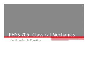 PHYS 705: Classical Mechanics Hamilton-Jacobi Equation 2