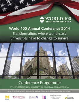 Conference Programme 7Th – 8Th October 2014 University of Michigan, Ann Arbor, USA