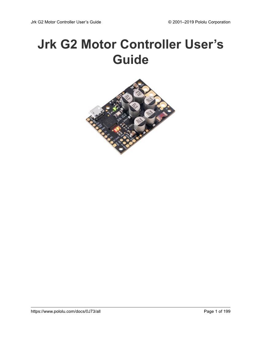 Jrk G2 Motor Controller User's Guide