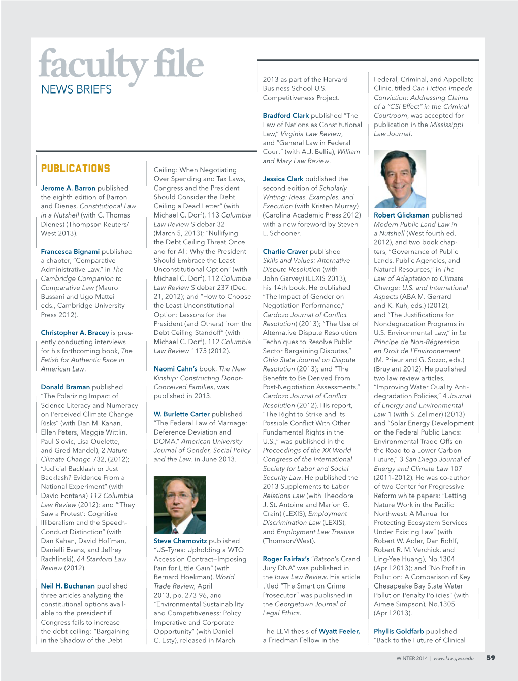 Faculty File 2013 As Part of the Harvard Federal, Criminal, and Appellate News Briefs Business School U.S