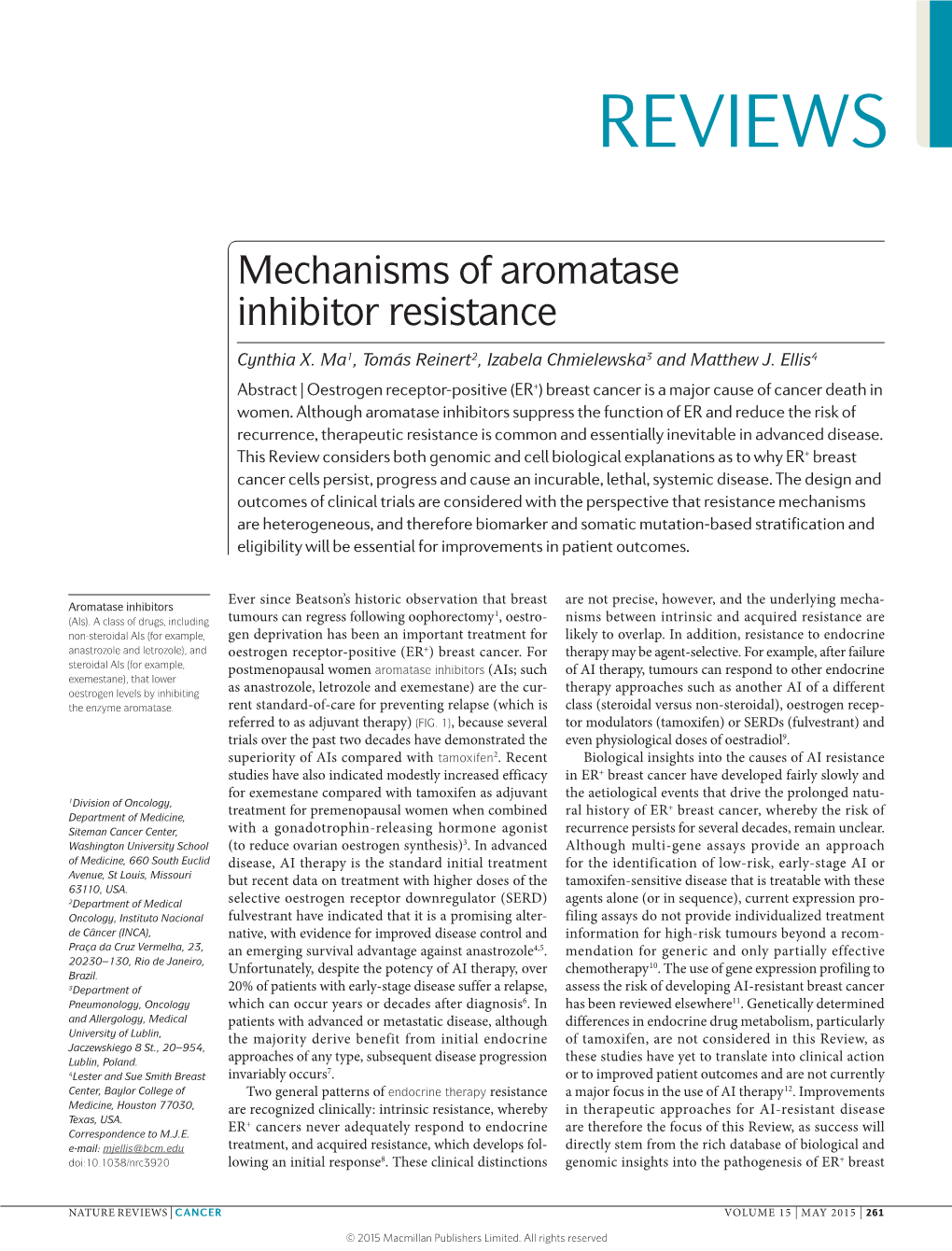 Mechanisms of Aromatase Inhibitor Resistance