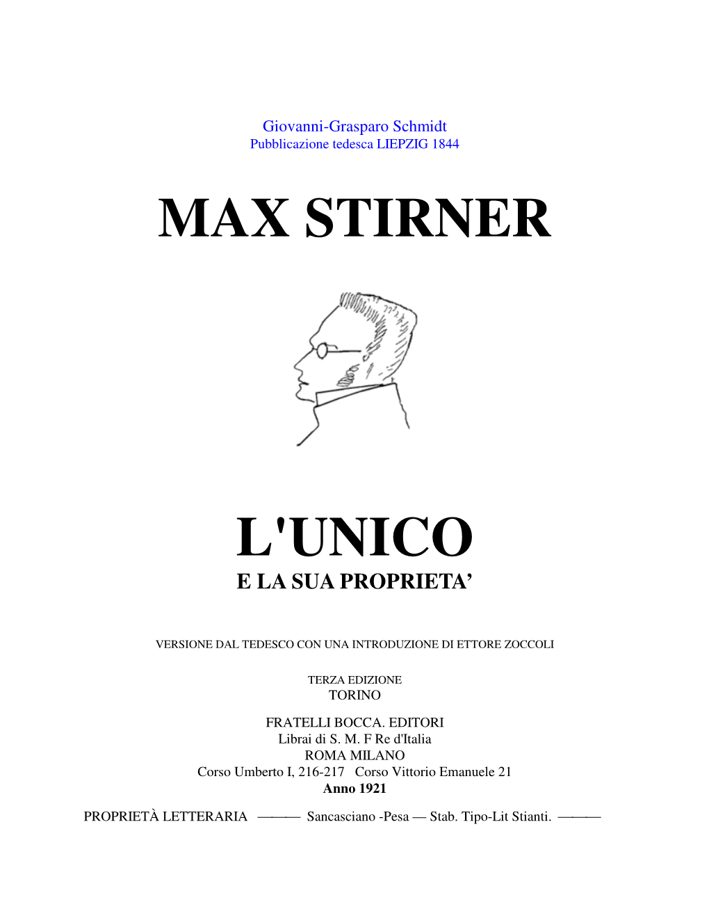 Max Stirner L'unico