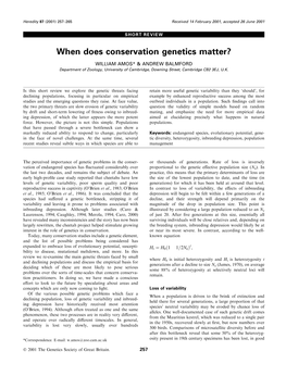When Does Conservation Genetics Matter?