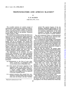 Treponematosis and African Slavery*