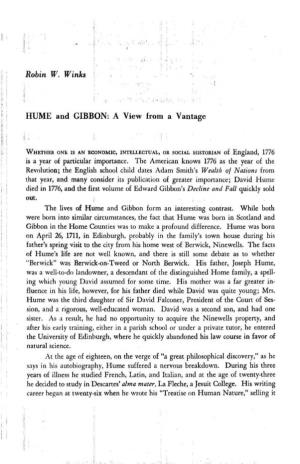 Robin W. Winks HUME and GIBBON: a View from a Vantage