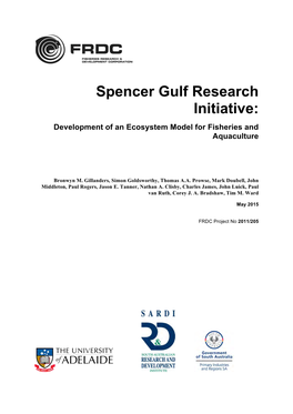 Spencer Gulf Research Initiative: Development of an Ecosystem Model for Fisheries and Aquaculture