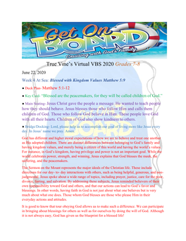 True Vine's Virtual VBS 2020 Grades