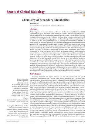 Chemistry of Secondary Metabolites