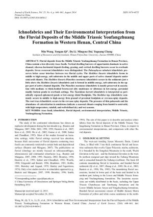 Ichnofabrics and Their Environmental Interpretation from the Fluvial Deposits of the Middle Triassic Youfangzhuang Formation in Western Henan, Central China