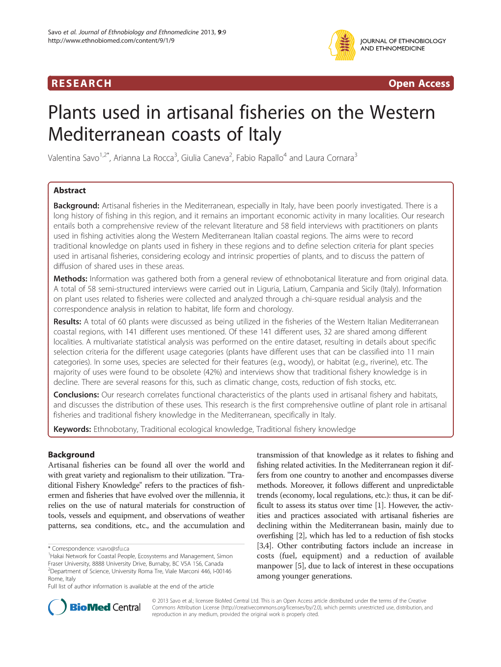 Plants Used in Artisanal Fisheries on the Western Mediterranean Coasts