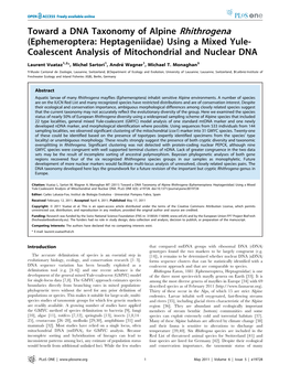 Toward a DNA Taxonomy of Alpine Rhithrogena (Ephemeroptera: Heptageniidae) Using a Mixed Yule- Coalescent Analysis of Mitochondrial and Nuclear DNA