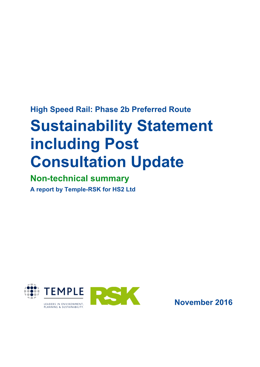 C331 Sustainability Statement Update Post Consultation Non-Technical