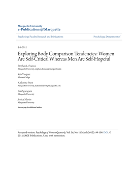 Women Are Self-Critical Whereas Men Are Self-Hopeful Stephen L
