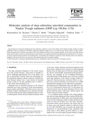 Molecular Analysis of Deep Subsurface Microbial Communities in Nankai Trough Sediments (ODP Leg 190,Site 1176)