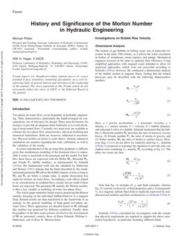 History and Significance of the Morton Number in Hydraulic Engineering