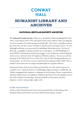 National Secular Society Archives