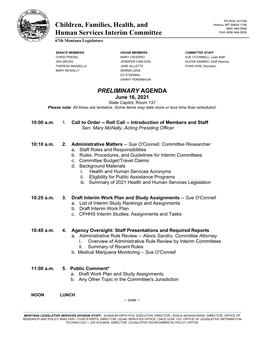 Children, Families, Health, and Human Services Interim Committee