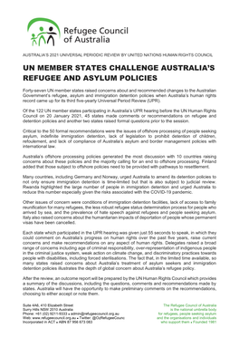 UN Member States Challenge Australia's Refugee and Asylum