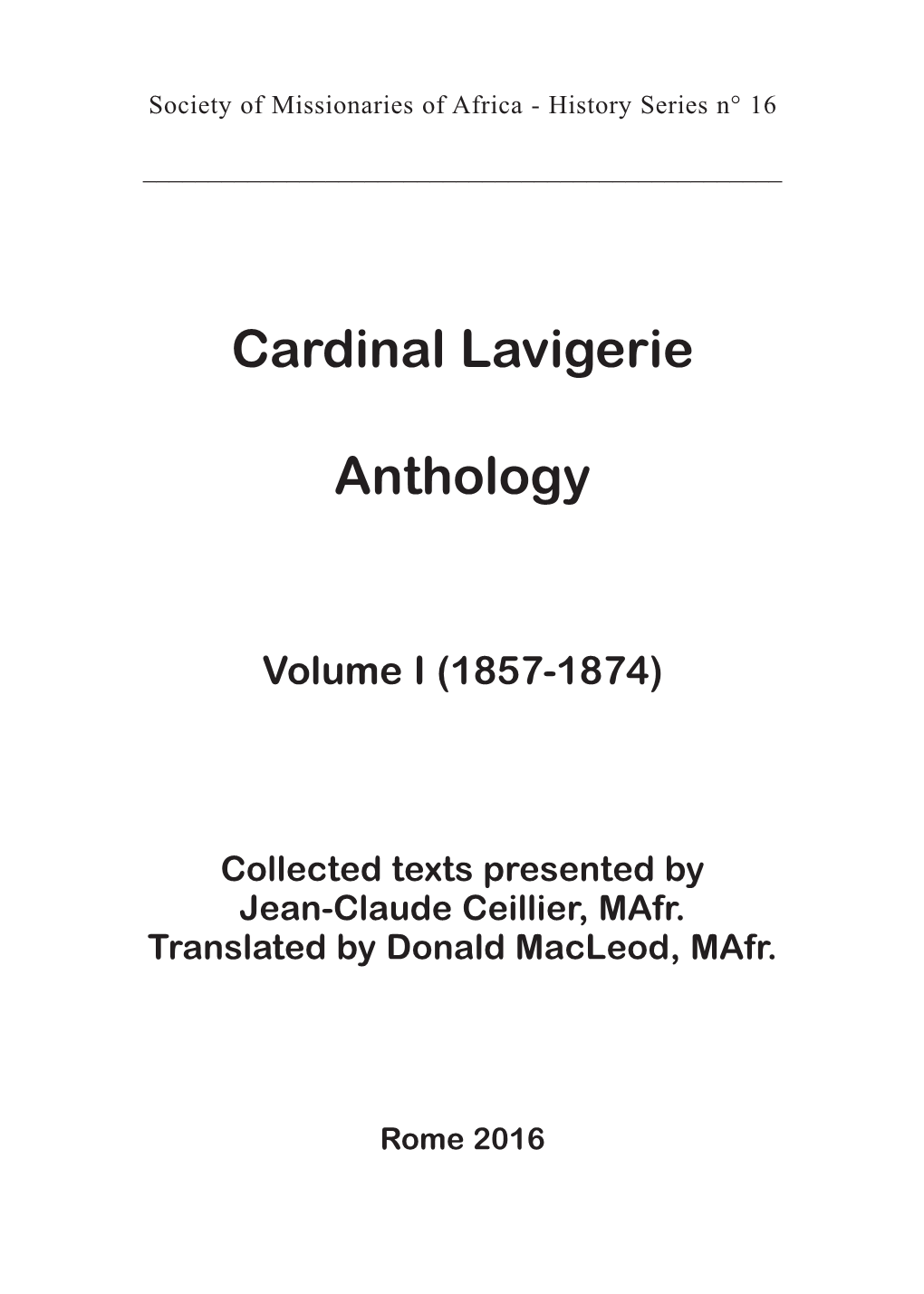 Cardinal Lavigerie Anthology