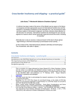 Cross-Border Insolvency and Shipping – a Practical Guide1