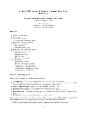 EE 595 (PMP) Advanced Topics in Communication Theory Handout #1