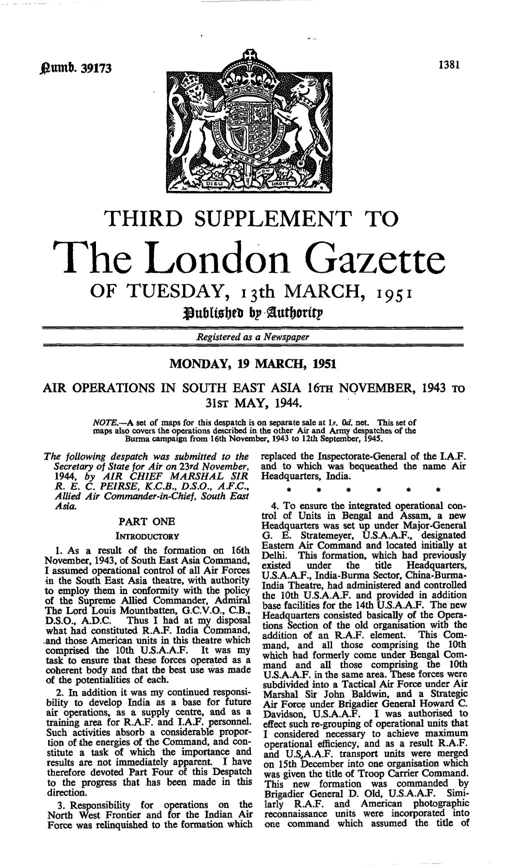 The London Gazette of TUESDAY, I3th MARCH, 1951