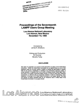 Proceedings of the Seventeenth LAMPF Users Group Meeting Los Alamos National Laboratory Los Alamos, New Mexico November 7-8,1983