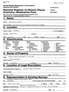 National Register of Historic Places Inventory Nomination Form 1. Name