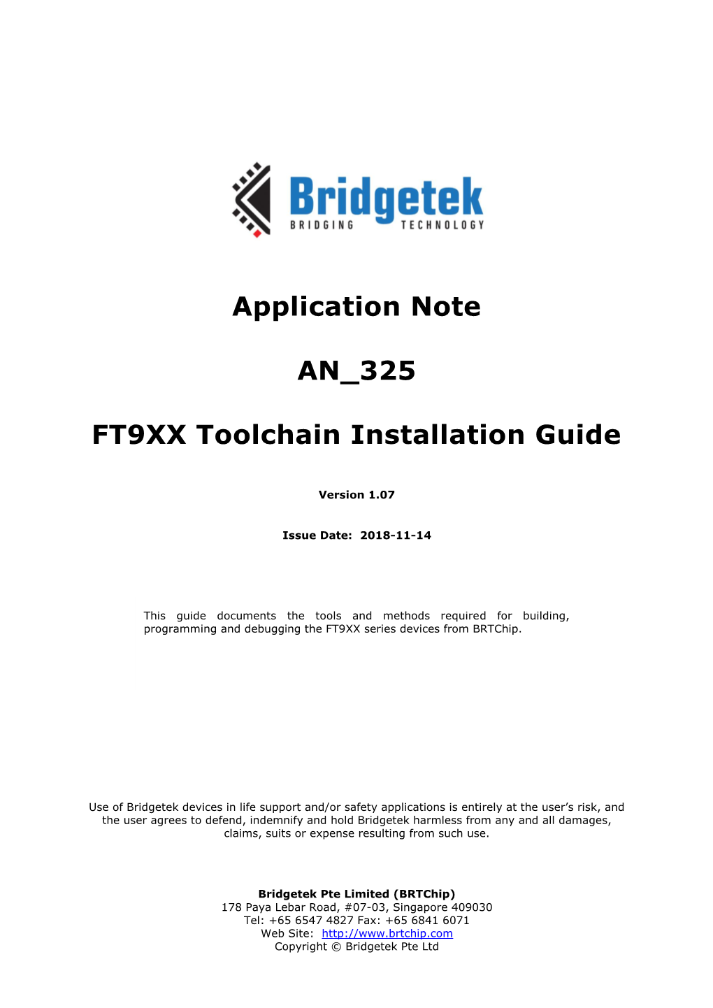 AN 325 FT9XX Toolchain Installation Guide Version 1.07