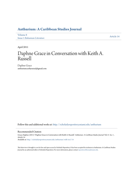 Daphne Grace in Conversation with Keith A. Russell Daphne Grace Anthuriumcaribjournal@Gmail.Com