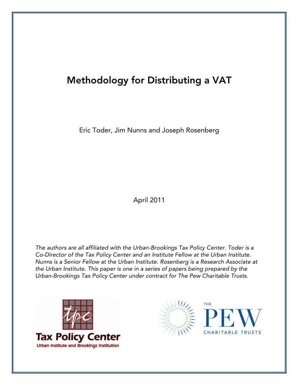 Methodology for Distributing a VAT