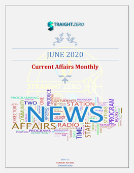 JUNE 2020 Current Affairs Monthly
