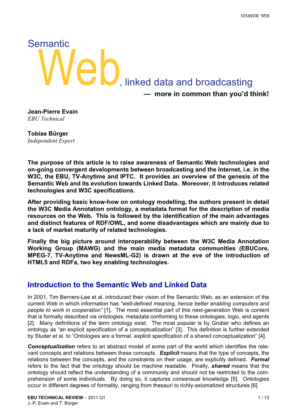 Semantic Web, Linked Data and Broadcasting