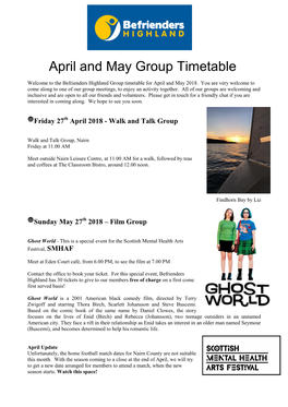 April and May Group Timetable