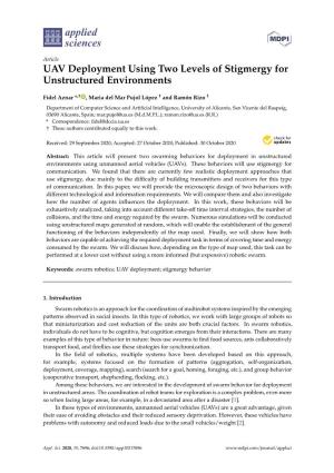 UAV Deployment Using Two Levels of Stigmergy for Unstructured Environments