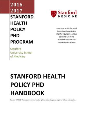 Stanford Health Policy Phd Handbook