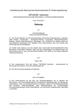 Lesefassung Der Satzung Des Zweckverbandes (8