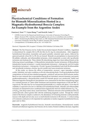 Physicochemical Conditions of Formation for Bismuth Mineralization Hosted in a Magmatic-Hydrothermal Breccia Complex: an Example from the Argentine Andes