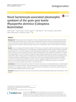 Novel Bacteriocyte-Associated Pleomorphic Symbiont of the Grain