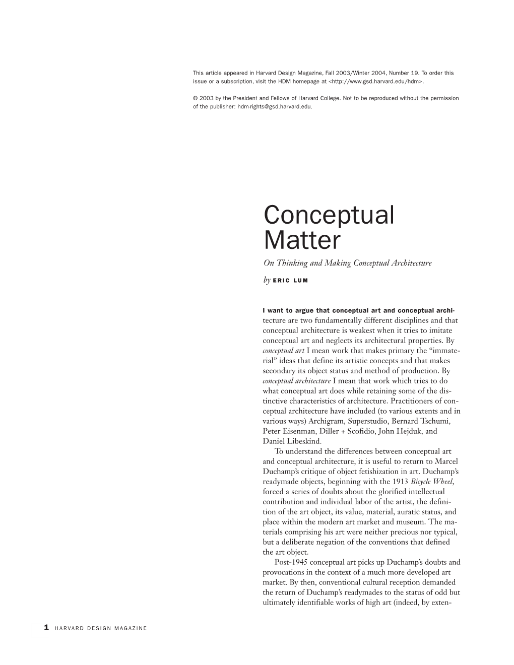 Conceptual Matter on Thinking and Making Conceptual Architecture