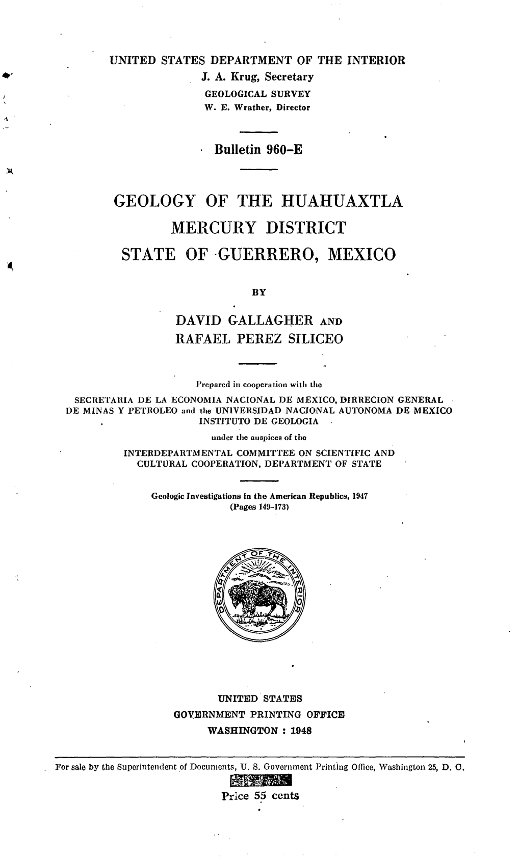 Geology of the Huahuaxtla Mercury District State of Guerrero, Mexico