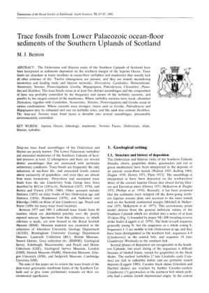 Trace Fossils from Lower Palaeozoic Ocean-Floor Sediments of the Southern Uplands of Scotland M