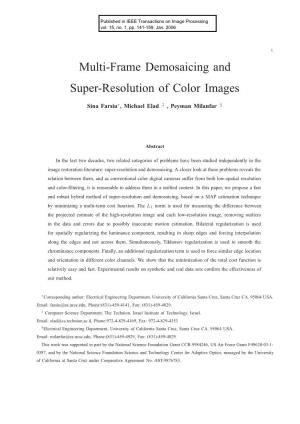Multi-Frame Demosaicing and Super-Resolution of Color Images