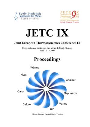 Joint European Thermodynamics Conference IX