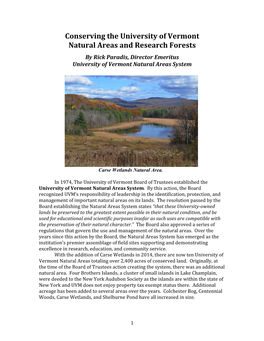 Conserving the University of Vermont Natural Areas and Research Forests