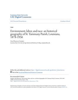 An Historical Geography of St. Tammany Parish, Louisiana, 1878-1956